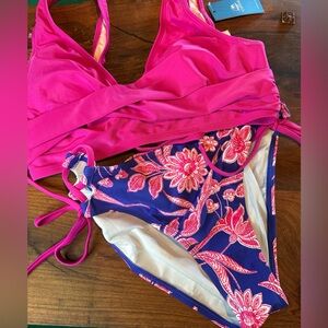 Cupshe Pink and Blue Floral Bikini